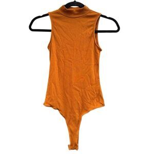 Heart & Hips Women's Burnt Orange Mockneck Bodysuit Size Small